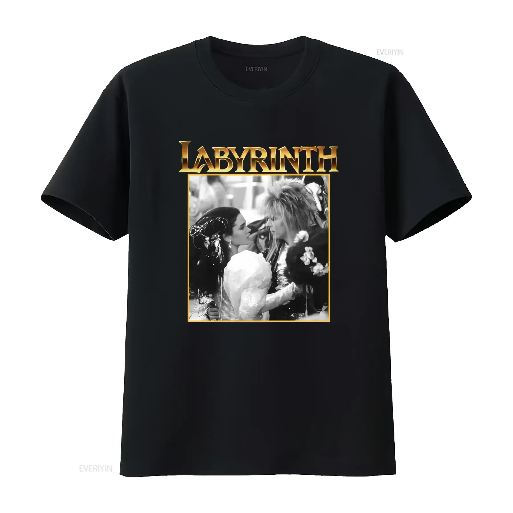 Vintage Retro Labyrinth Movie Classic Scene Print Casual T Shirt vintage Washed Versatile Unisex Slightly homme