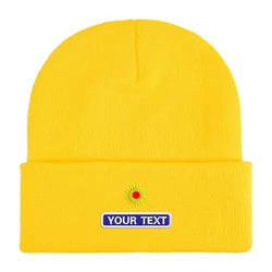 Embroidery Custom Text 61 Colors Sun French Beanies Knitted hats Winter thick caps Men Women Unisex Female Caps Warmer Bonnet