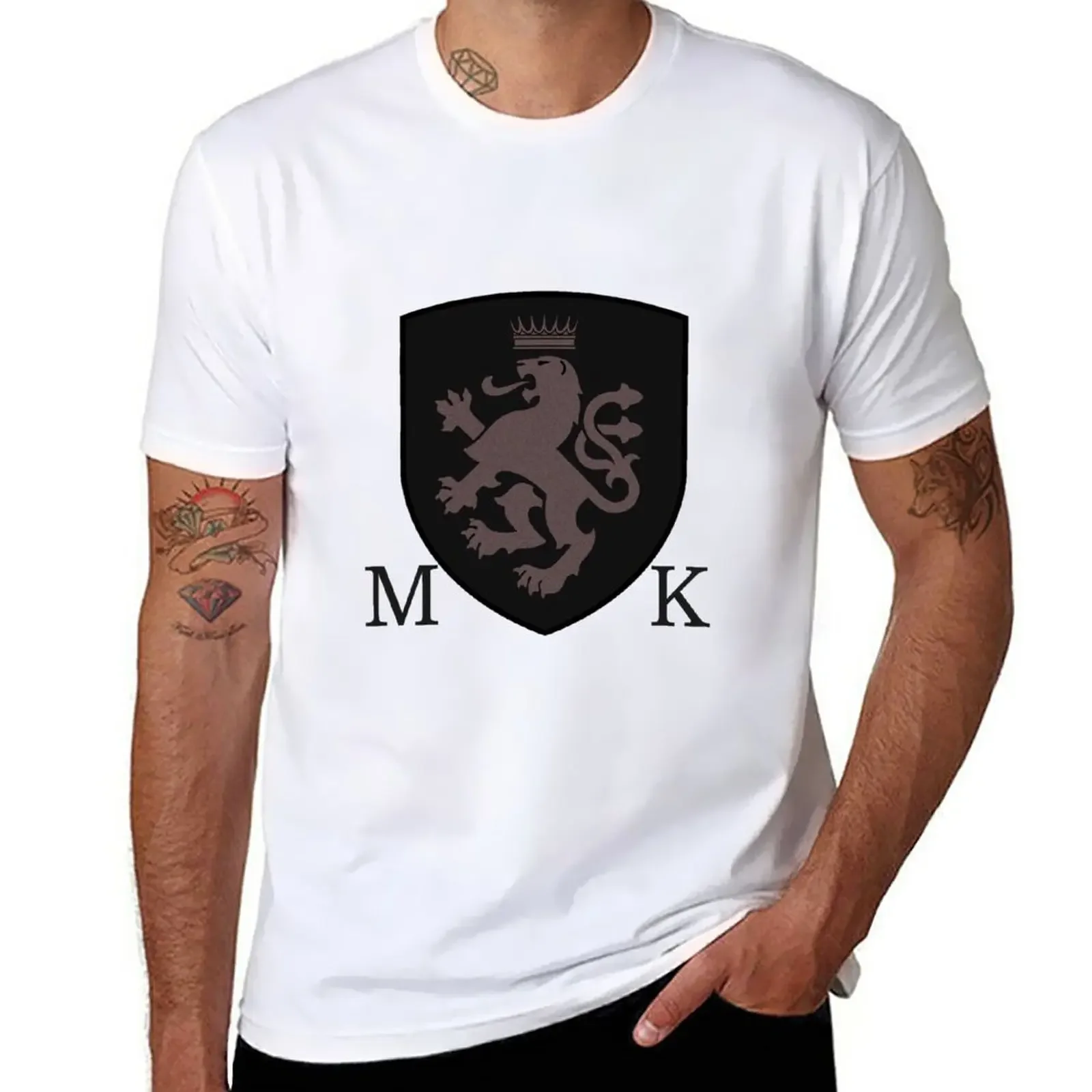 New Macedonia crest in black and silver T-Shirt hippie clothes plus size t shirts black t-shirts for men