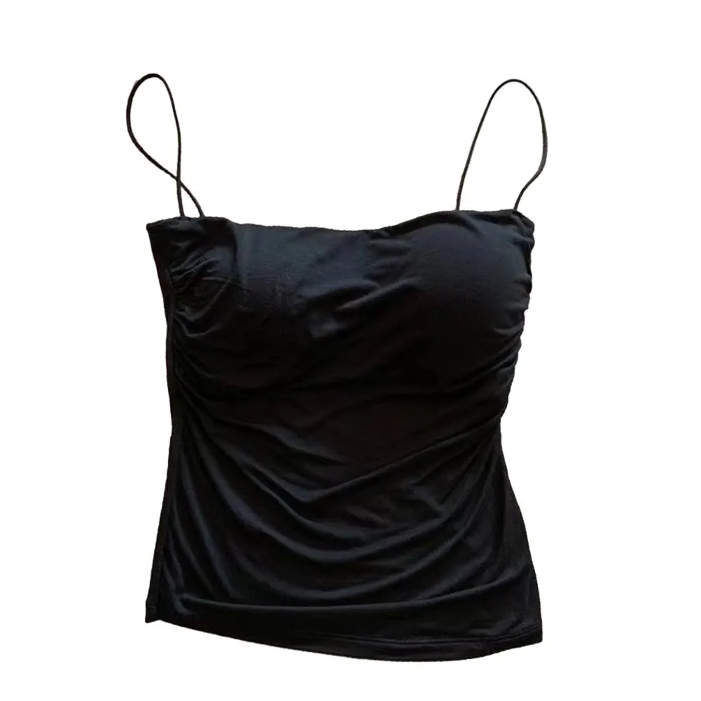 Fashion Daily Tank Tops For Women With Bra Pad Elastic Spaghetti Strap Sexy Summer Female Vest Tops Sleeveless