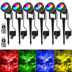 Us/Uk/Eu Plug Rgbw Led Landschap Licht Met Afstandsbediening 16 Kleuren Veranderen Spotlight Buiten Waterdicht Gazon Licht Tuin Decor