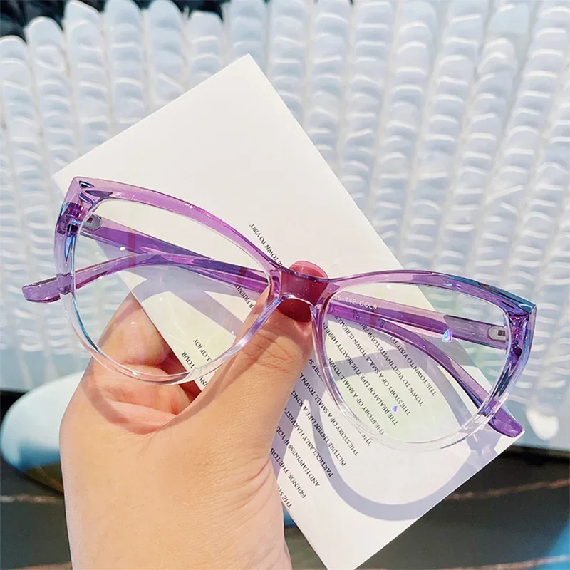 

Vintage Cat Eye Anti Blue Light Glasses Frame New Flat Mirror Clear Glasses Plastic Eyeglasses Frames for Women Men