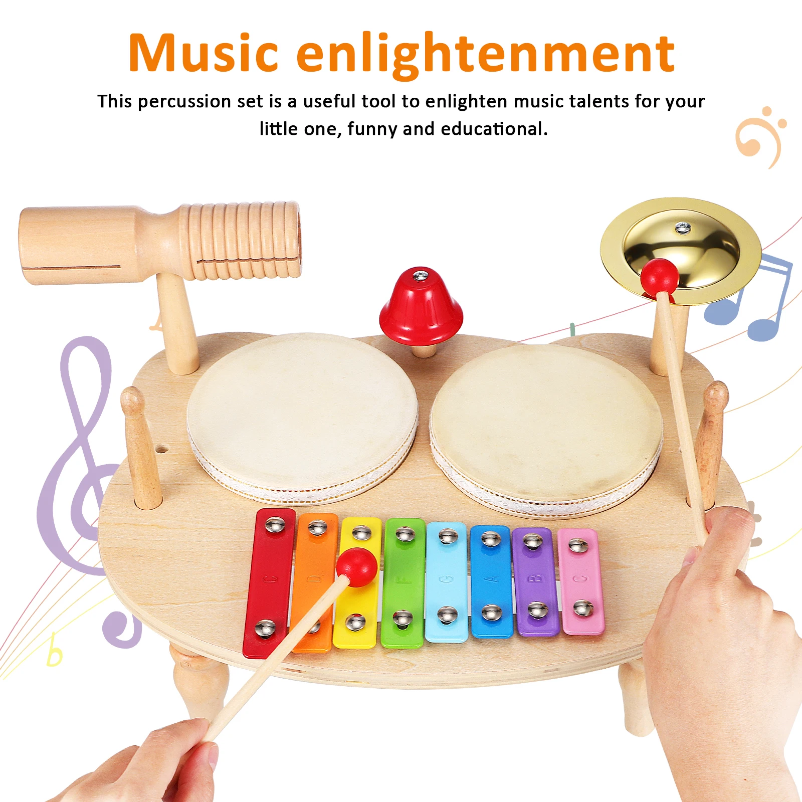 Hölzernes Schlaginstrument, klarer Klang, satte Effekte, Xylophon für Anfänger, 1-jähriges Lernspielzeug, Musikinstrumente