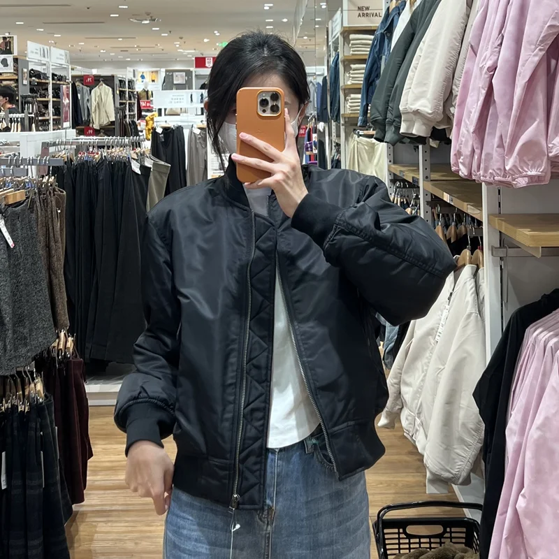 

Military Sle Pilot Jaet Women's Cotton Lined Vest Coat Zipper Closure Long Sve Commute Faion Casual Outerwear