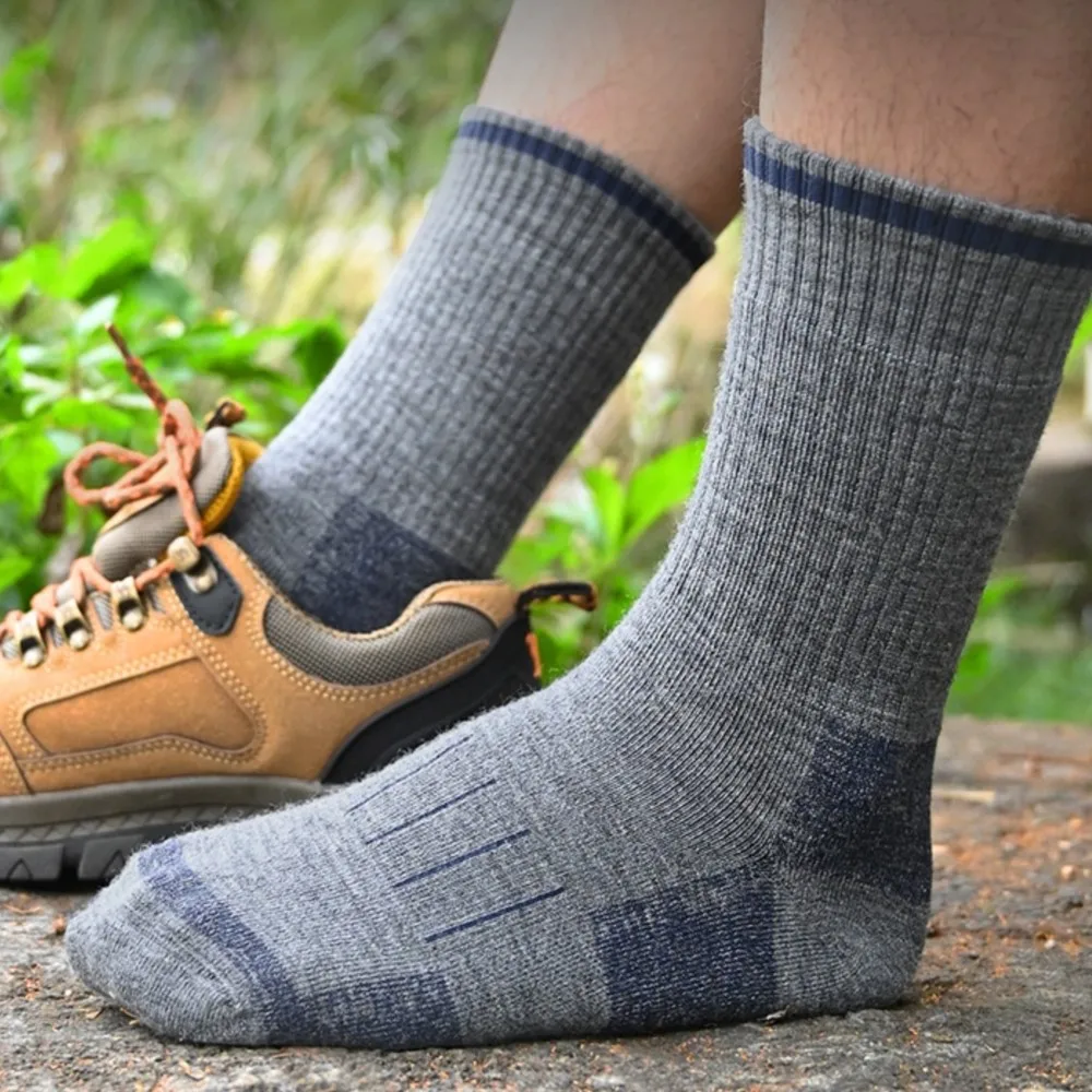 جورب رياضي طاقم فستان الترفيه الرجال رياضي منتصف العجل 91% غزل الصوف جميع الصوف المشي لمسافات طويلة تسلق الجبال حلقات سميكة التزلج 3W55