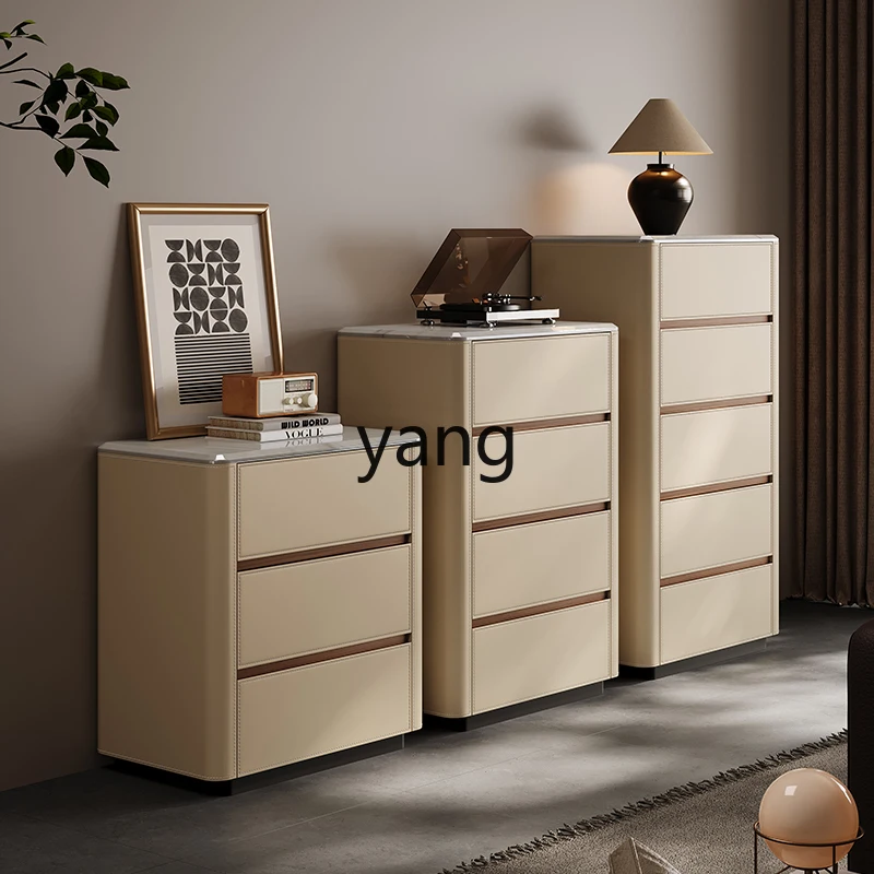 

YHM Five-Drawer Cabinet Living Room Storage Bedroom Saddle Leather Bedside Storage