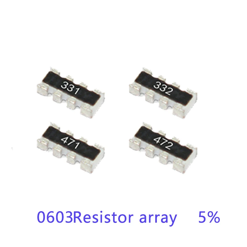 Matriz de resistencia de red Smd, 100x4, 0603x4, 8p4r, 2x4p, 5r1, 5,1, 51, 510 R, Ohm, 5,1 k, 51k, 510k, 511, 512, 513, 514