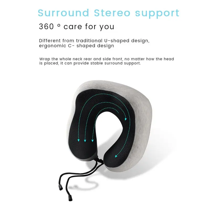 Efficient- Travel Pillow U Shaped Travel Healthcare Memory Foam Neck Airplane Pillow Neck Cushion Grey