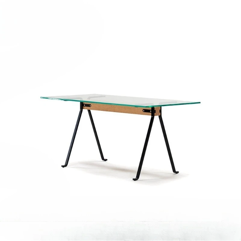 Modern simple tempered glass dining table rectangular household small apartment dining table