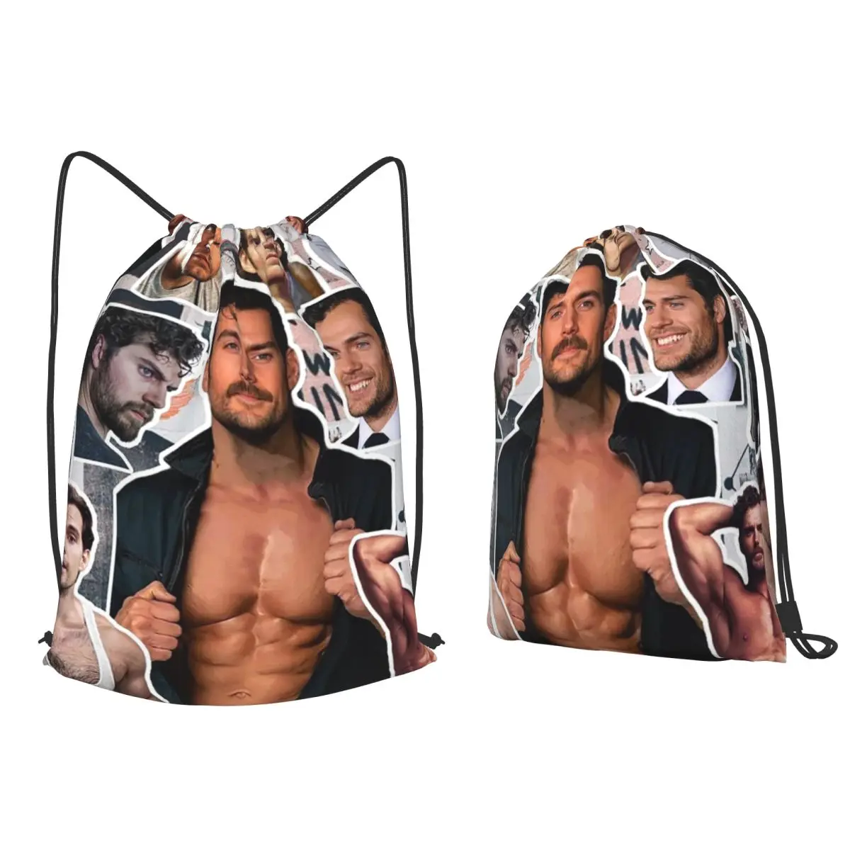 Henry Cavill Photo Collage Backpacks Multi-function Drawstring Bags Shoes Bag Book Bags for Travel School