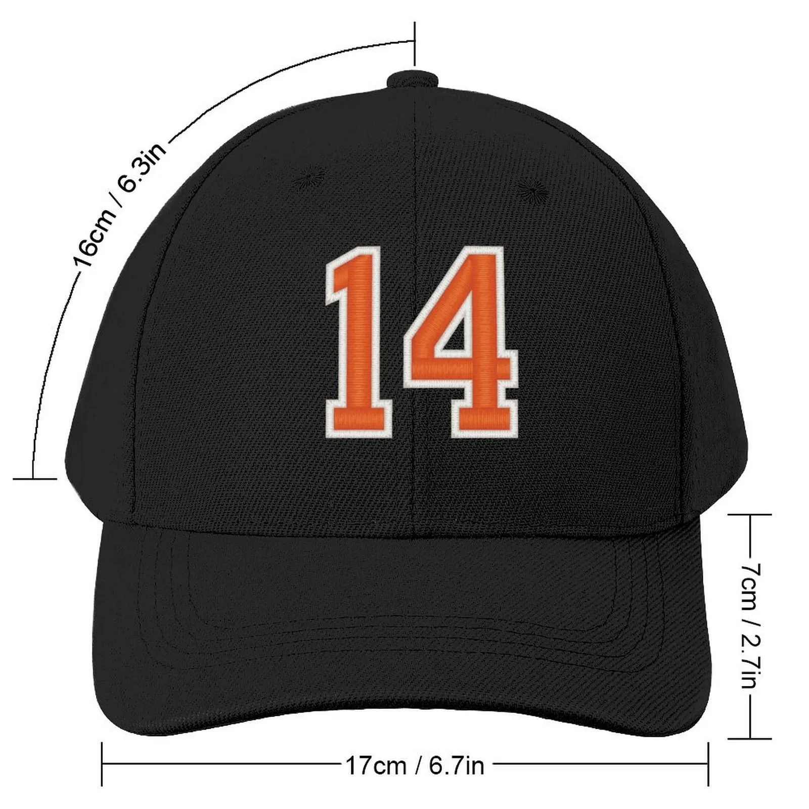 Sports Number 14 Jersey fourteen Orange Baseball Cap Hat Man For The Sun Vintage Rave funny hat Caps For Women Men's