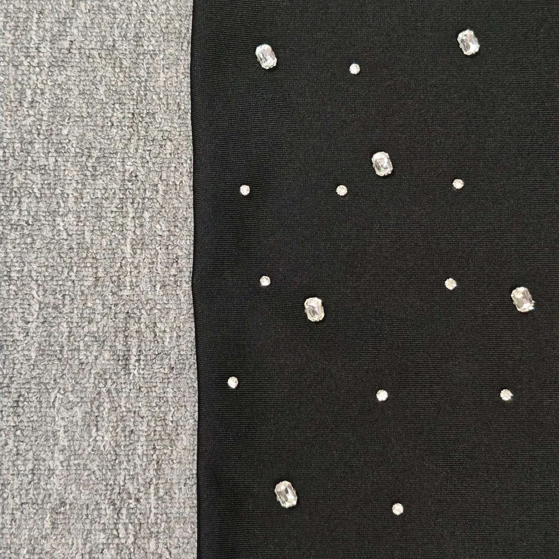 LEOSOXS Womens Elegant Evening Dress Rose Black One-Shoulder Patchwork Beaded Luxurious Rhinestone Sexy Asymmetric Bodycon Dress