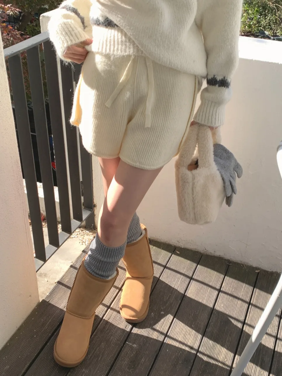 Chic coréen Sle tricoté laine pantalon femmes automne hiver polyvalent ort orts vêtements d'extérieur coupe confortable décontracté Streetwear