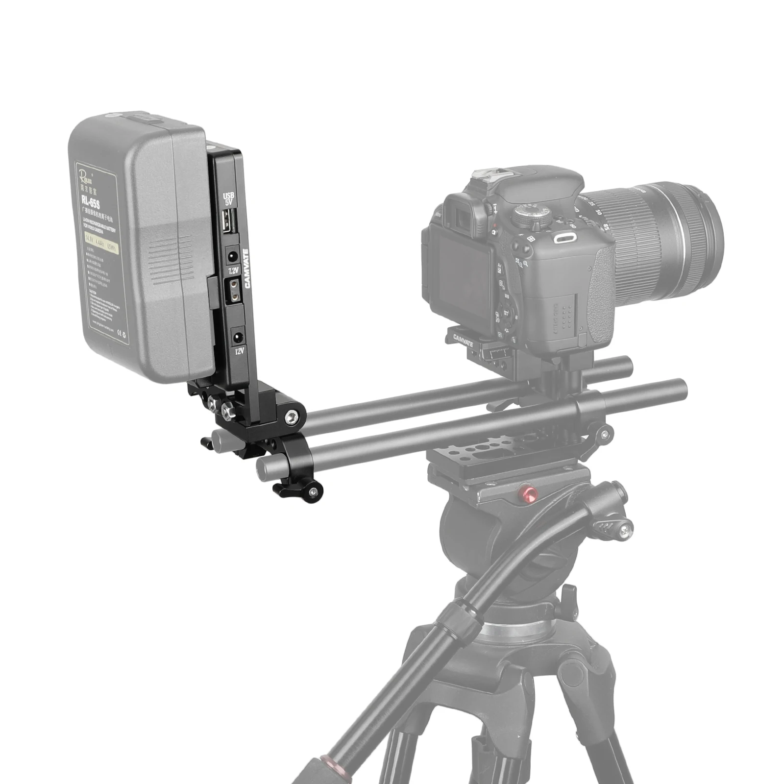 CAMVATE Quick Release V Mount Power Splitter Adapter W 90° Flip-open Adjustment Connector And 15mm Rail Clamp fr Camera Monitor