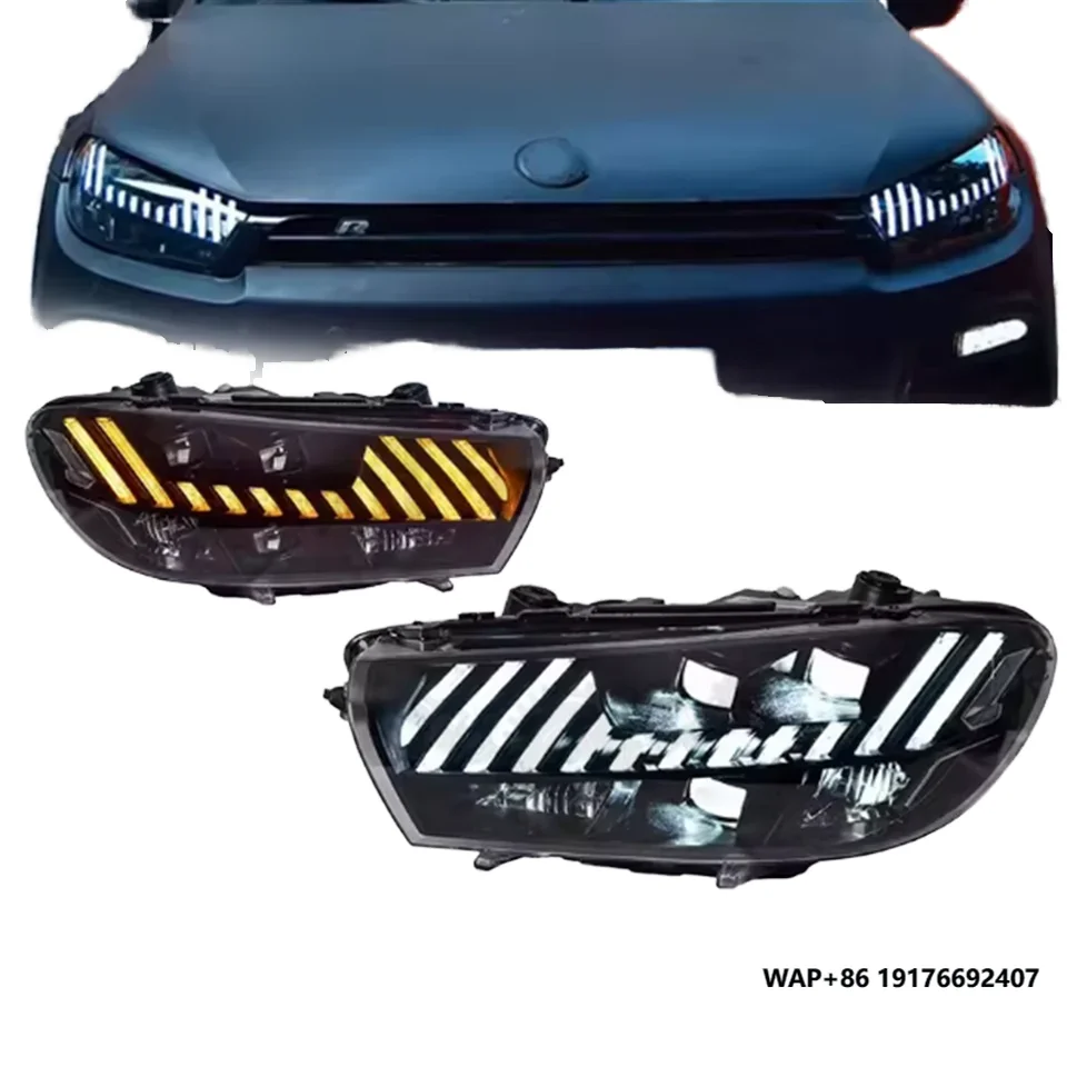 

VW Scirocco (2009-2017) RS Style Светодиодная фара в сборе Комплект линз проектора с высокой настройкой 12 В 6000 К Обновление цвета Новый 12 В