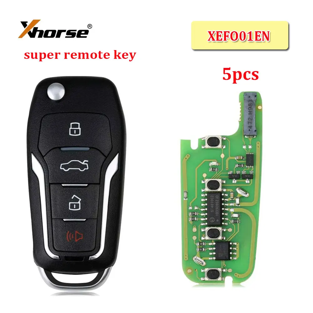 

5pcs Xhorse XEFO01EN Super Remote Key for Ford 4 Buttons Built-in Super Chip Car Remote Key for VVDI Key Tool English Version