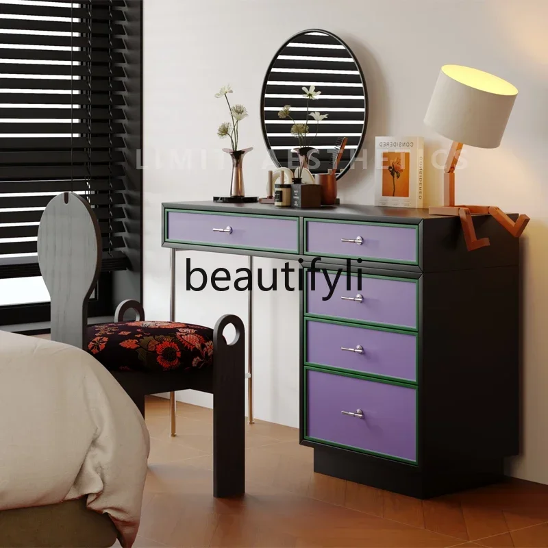 

Dresser contrasting color storage table small apartment retro paint dresser custom makeup table0420