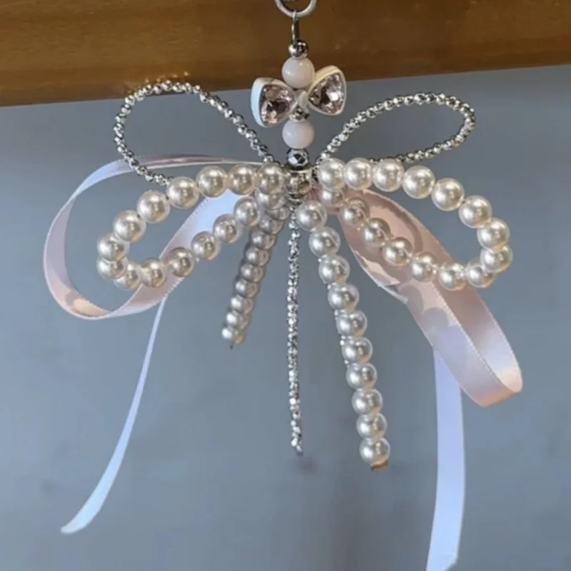 2025 جديد الكورية موضة الحلو اللؤلؤ القوس المفاتيح قلادة هاتف كيرينغ Y2K Ins حامل الجمالية لفتاة حقيبة قلادة اكسسوارات