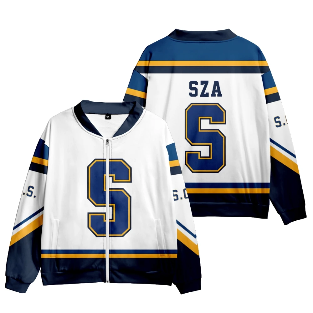 Rapper SZA JERSEY SOS 3D Print Men's Jacket Slim Stand Collar Zipper Jacket Male Tracksuits Streetwear Hip Hop Hoodie Sweatshirt