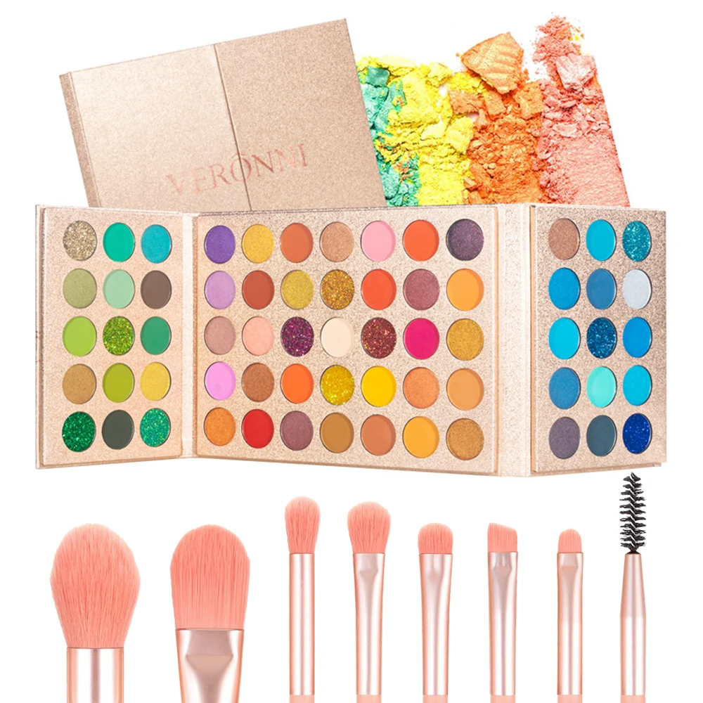 65 Colors Eye Shadow Plate Long-lasting Shimmer Matte Sequin Eyeshadow Colorful Stage Ball Dedicated Neon Eyeshadow Palette Gift