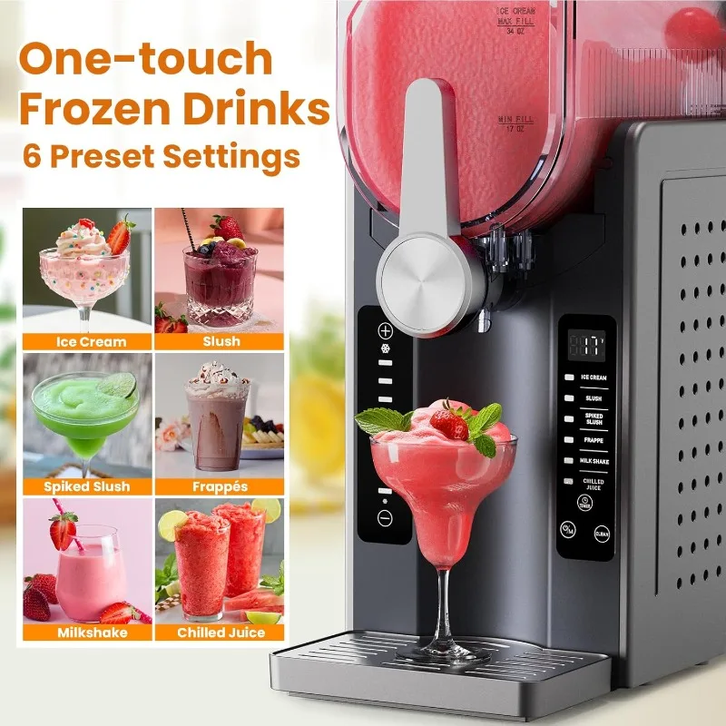 70 oz Slushy Machine for Home with LED Display - One-Touch Rese