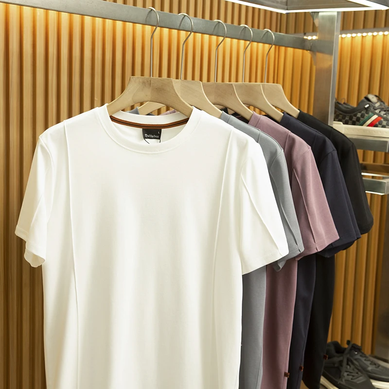 

Летняя мужская футболка из хлопка Supima 80-й плотности, с круглым вырезом, коротким рукавом, повседневная, свободного кроя, дышащая, модная, в городском стиле