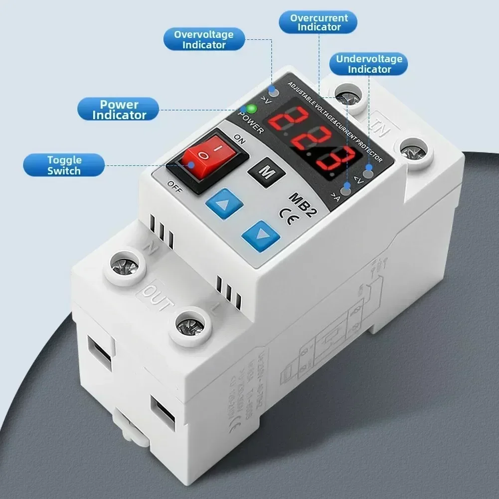 Reliable 220V Current Limiting Protector Featuring Delay Protection 1~999S Compact Design and Multi Environment Monitoring