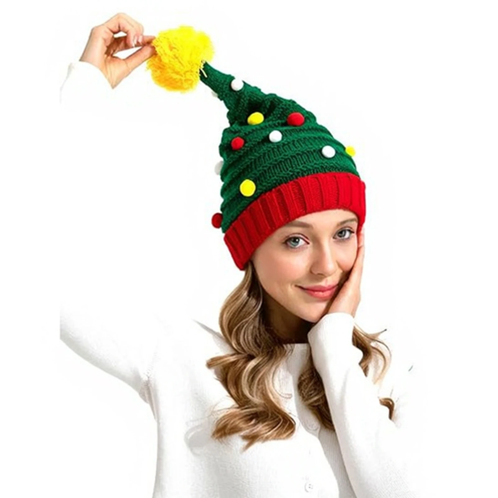 1 szt. Świąteczna dziergana czapka Świętego Mikołaja, czapka elfa, szydełkowa czapka świąteczna, czapki na imprezę noworoczną dla dorosłych, kobiet i mężczyzn