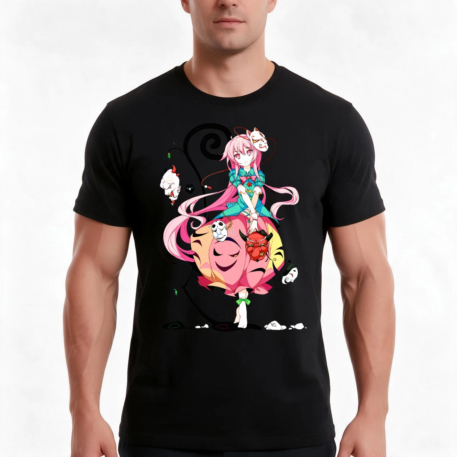 Touhou Project - Hata no Kokoro T-Shirt, Summer Casual Cotton Tee, Oversized Streetwear Tops, Vintage Graphic Print, 100% Cotton