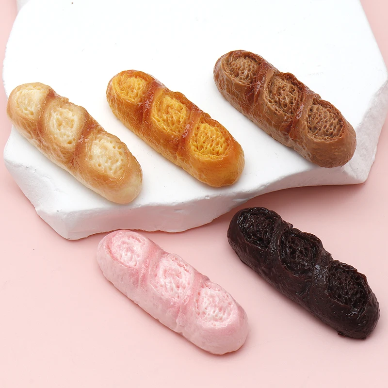 10/100PCS Miniatures Decor Baguette Breakfast Bread Baking Store Scene Food Play Set DIY Accessories Keychain Pendant Materials