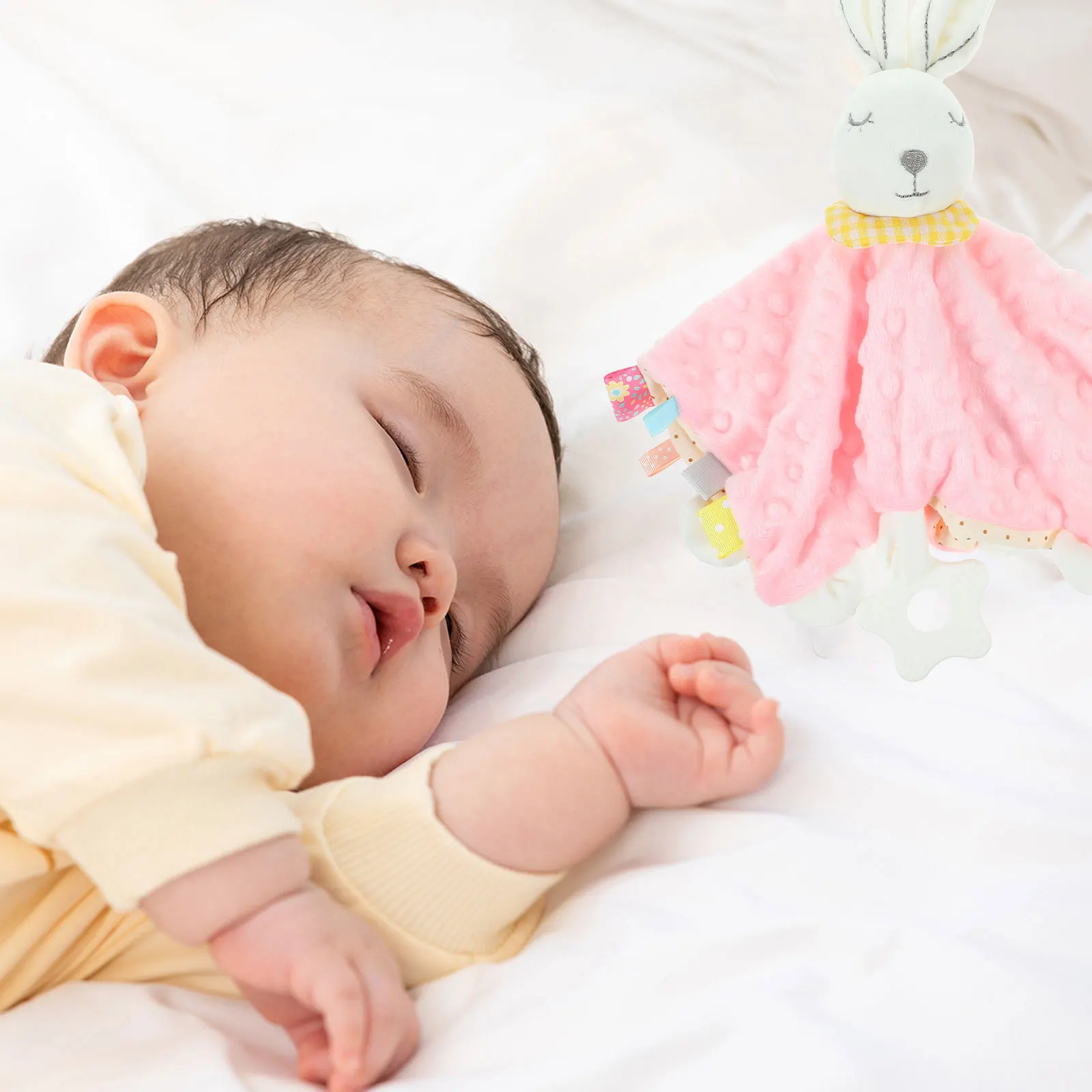 

1Pcs Baby Soothing Stuffed Animal Towel with Satin Tags Sensory Security Blanket for Infants Comfort Towel Nap Playtime