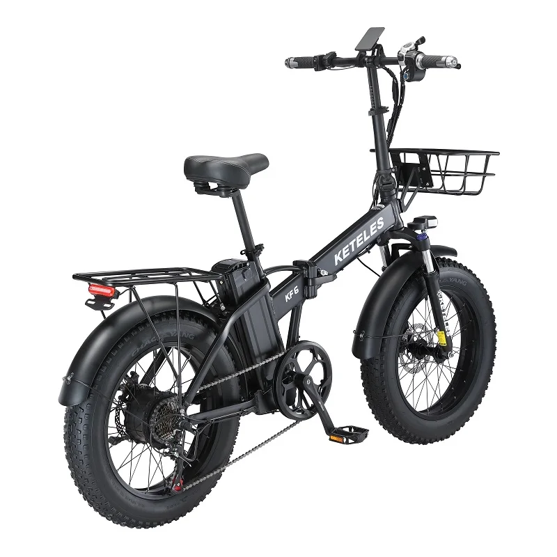 KF6 7-Speed KETELES KF6 20x4.0 inch Fat Tire Folding E-Bike 1000W Motor 18AH Battery Folding Electric Bike City snow bicycles