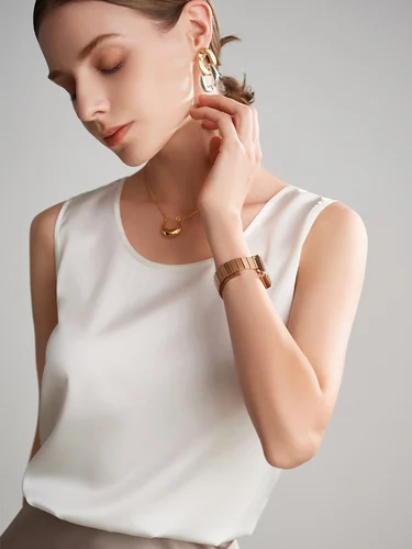 Imagen 2 del producto SuyaDream. Camisetas sin mangas básicas y acogedoras para mujer, 100% seda auténtica, camiseta elegante sin mangas con cuello redondo, chalecos de verano sólidos 2025, blanco, rosa, Beige