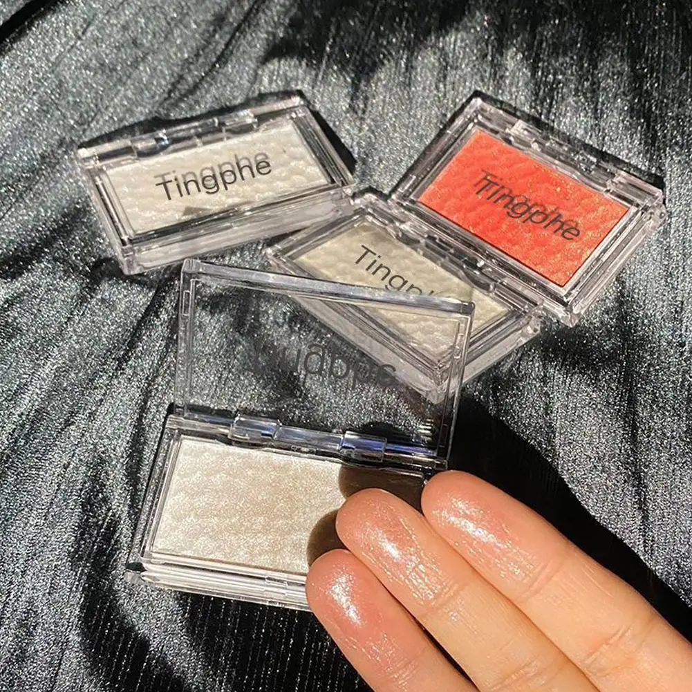 بودرة ظلال عيون لامعة برتقالية فضية هايلايتر للوجه كونتور مقاومة للماء تدوم طويلاً، مكياج أساسية لظلال العيون