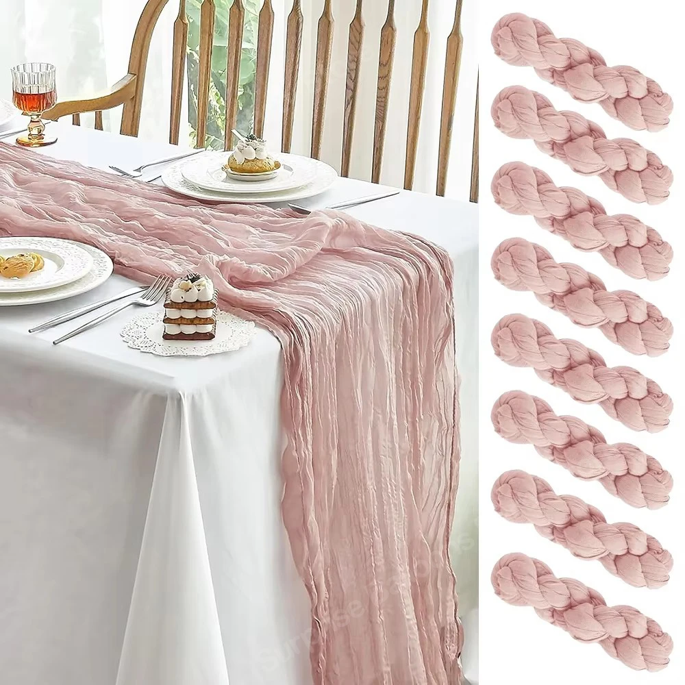 Dusty Pink Cheesecloth Table Runner Boho Rustic Gauze Cheese Cloth Table Runners Baby Shower Wedding Party Birthday Decoration