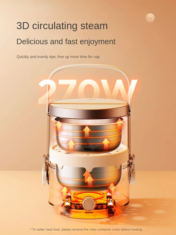 220V Electric Lunch Box, 1500ml Double-layer Portable Steamed Rice Heating Tool, Multifunctional Electric Heating Lunch Box