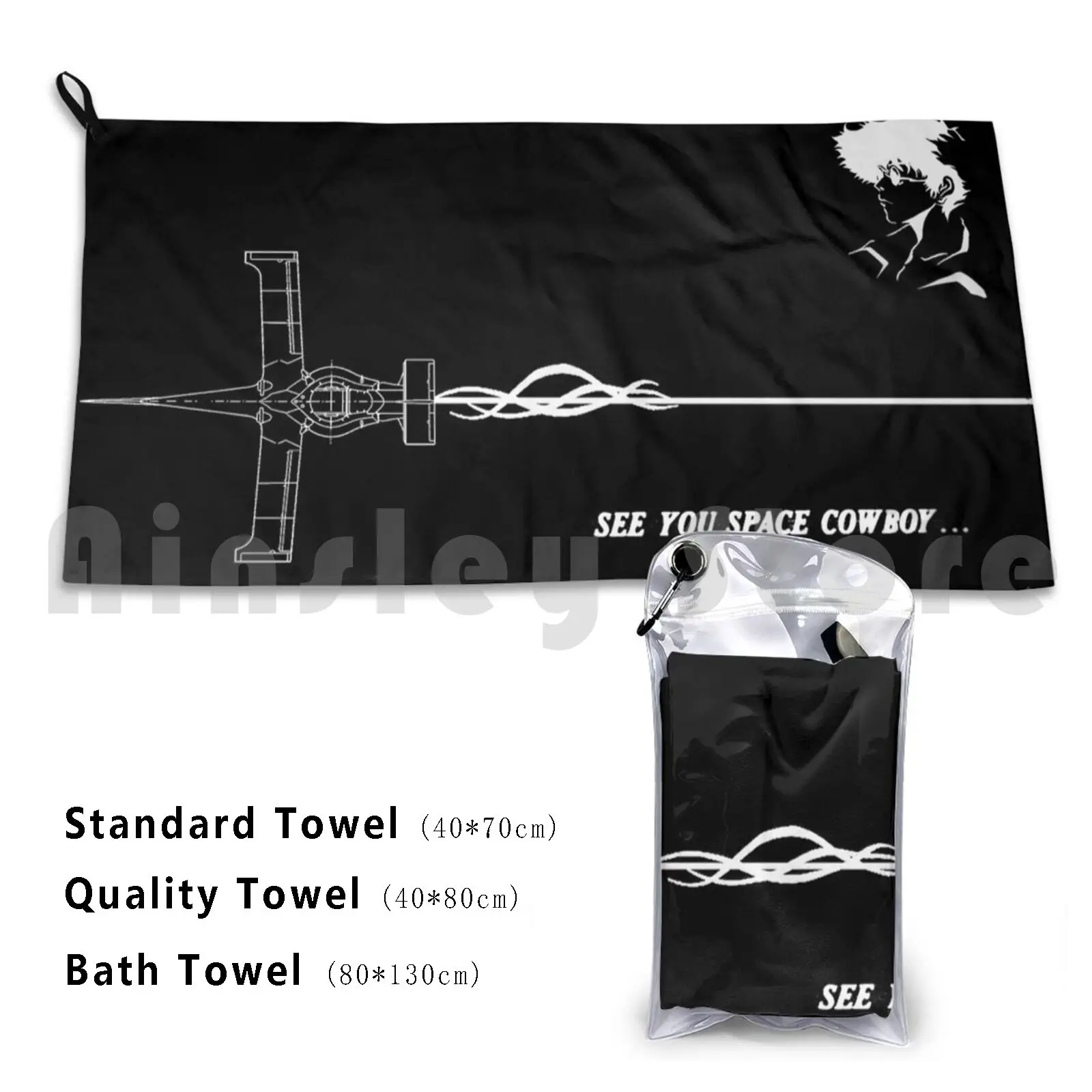 Inspired Beach Towel Quick Dry Quality Towel Anime Bebop Manga Cowboy Spike Space