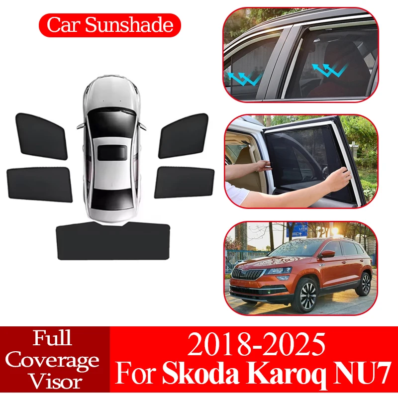 

Car Full Coverage Sunshade Car Magnetic Mesh Sunshade Sunscreen Privacy Protection Auto Parts For Skoda Karoq NU7 2018-2024 2025