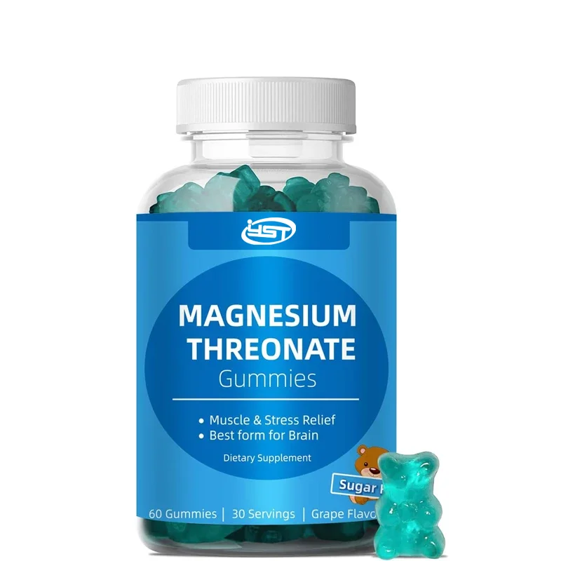 Gomitas de magnesio Threonate, aptas para adultos y niños, sin OGM, sin gluten, vegetarianas, pectina, 60
