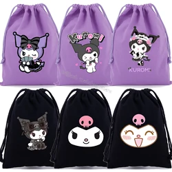 Kuromi Drawstring Bag Cute Sanrio Cartoon Gift Bag Drawstring Pouch Kids Cotton Party Bag Storage Bags New Large Capacity Bags