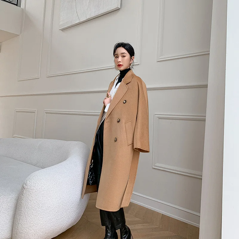 2024 Long Wool Coat Double breasted lapel high-end fashion women\'s coat Autumn and winter wool jacket