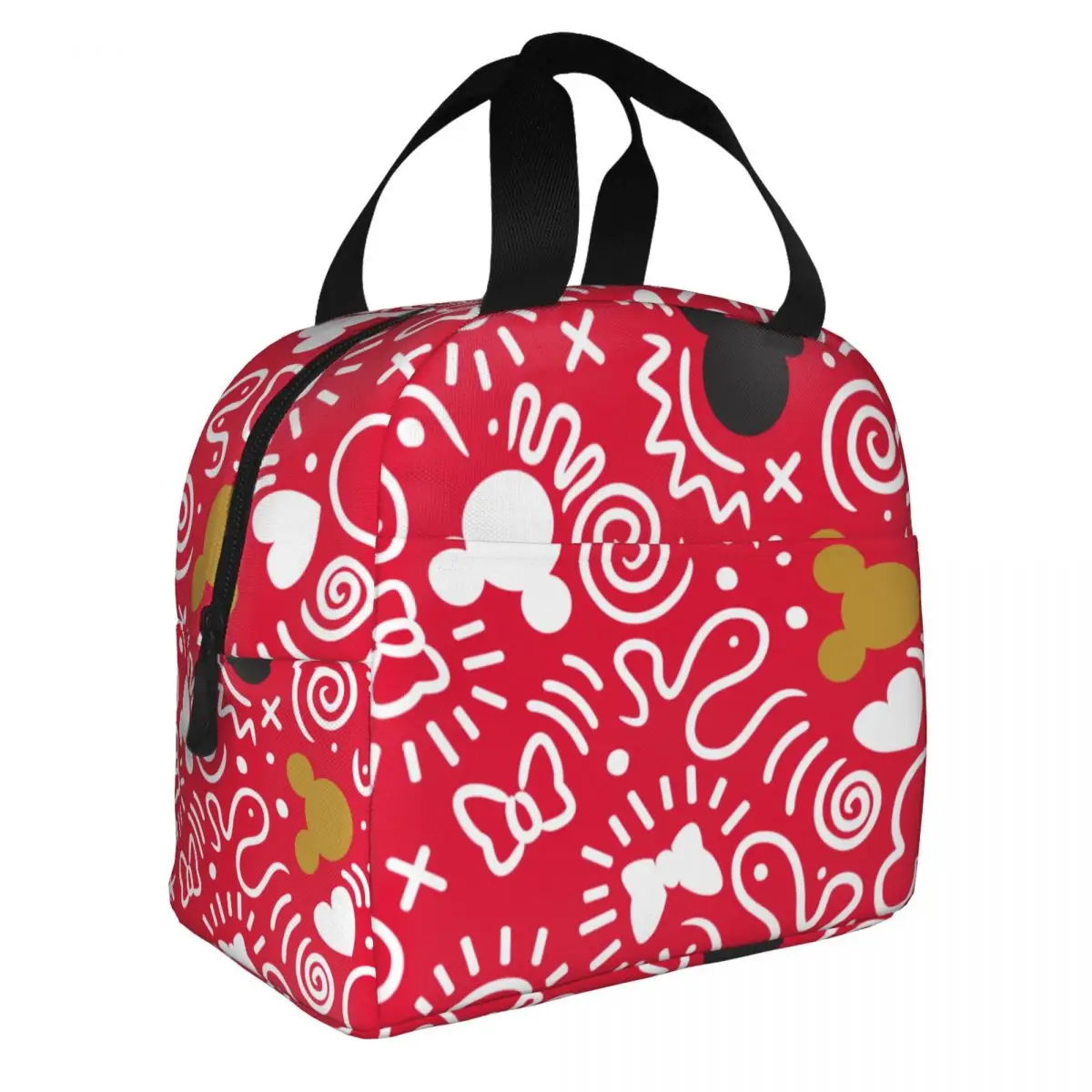 Minnie Mouse Mickey Pattern Insulated Lunch Bags Large Reusable Cooler Bag Tote Lunch Box Beach Travel Bento Pouch