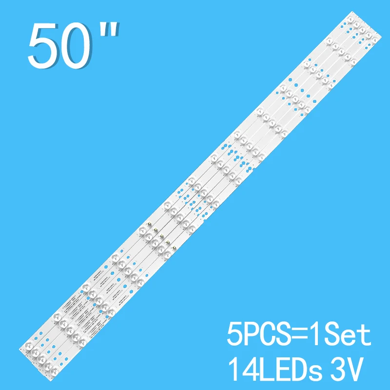 

5PCS 14LEDs 3V 990mm For 50" TV SJ.HZ.D5000702-2835AS-F HZ D5000702 2835AS F KM0500LDF0059 1.14.FD500001850D3B14CX99018