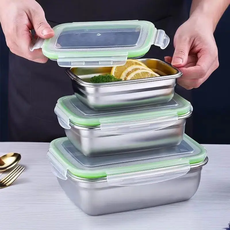 Stainless Steel Camping Lunch Box Sealing Crisper Heat Insulation Food Container For Hiking Outdoor (350/550/850ML)