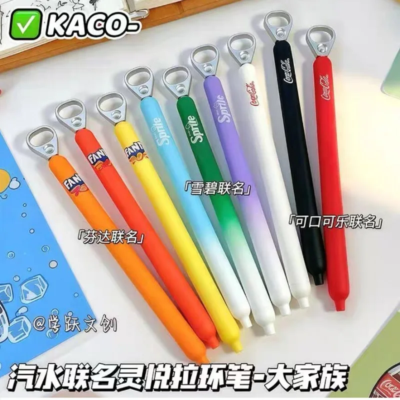

KACO Limited Edition Side Press Pull Tab Gel Pen 0.5 Quick-Dry ST Double Bead Pen Tip 800M Ultra Long Writing Stationery Supplie