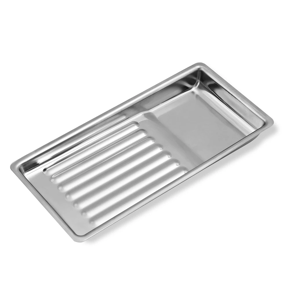 304 Stainless Steel Nail Tray Rectangular Nail Decoration Display Tray Jewelry Rhinestone Cosmetic Organizer Metal Storage Plate
