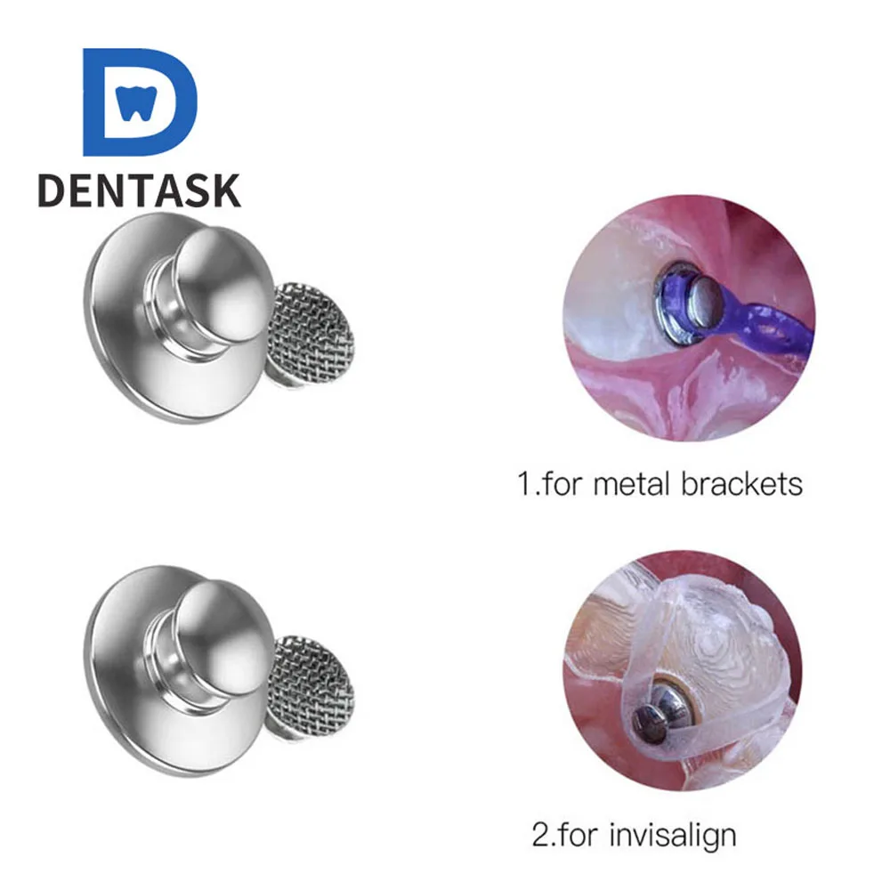 10PCS Dental Orthodontic Lingual Button Metal Composite Bondable Traction Hook Mesh Base Round Rect Dentist Material