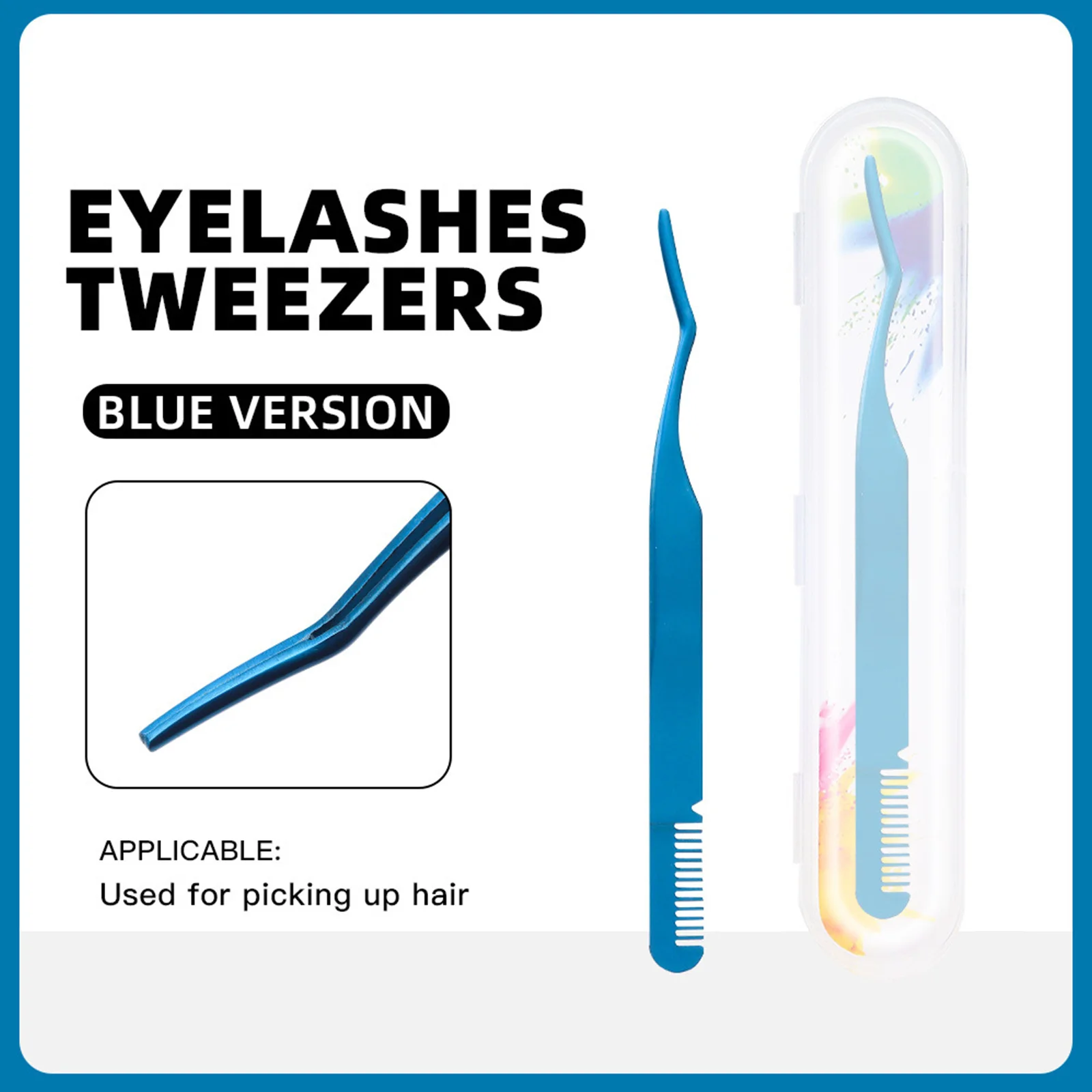 ملاقط تمديد الرموش مع مشبك مشط للحواجب، مادة من الفولاذ المقاوم للصدأ لصالونات التجميل الاحترافية والاستخدام للتدريب