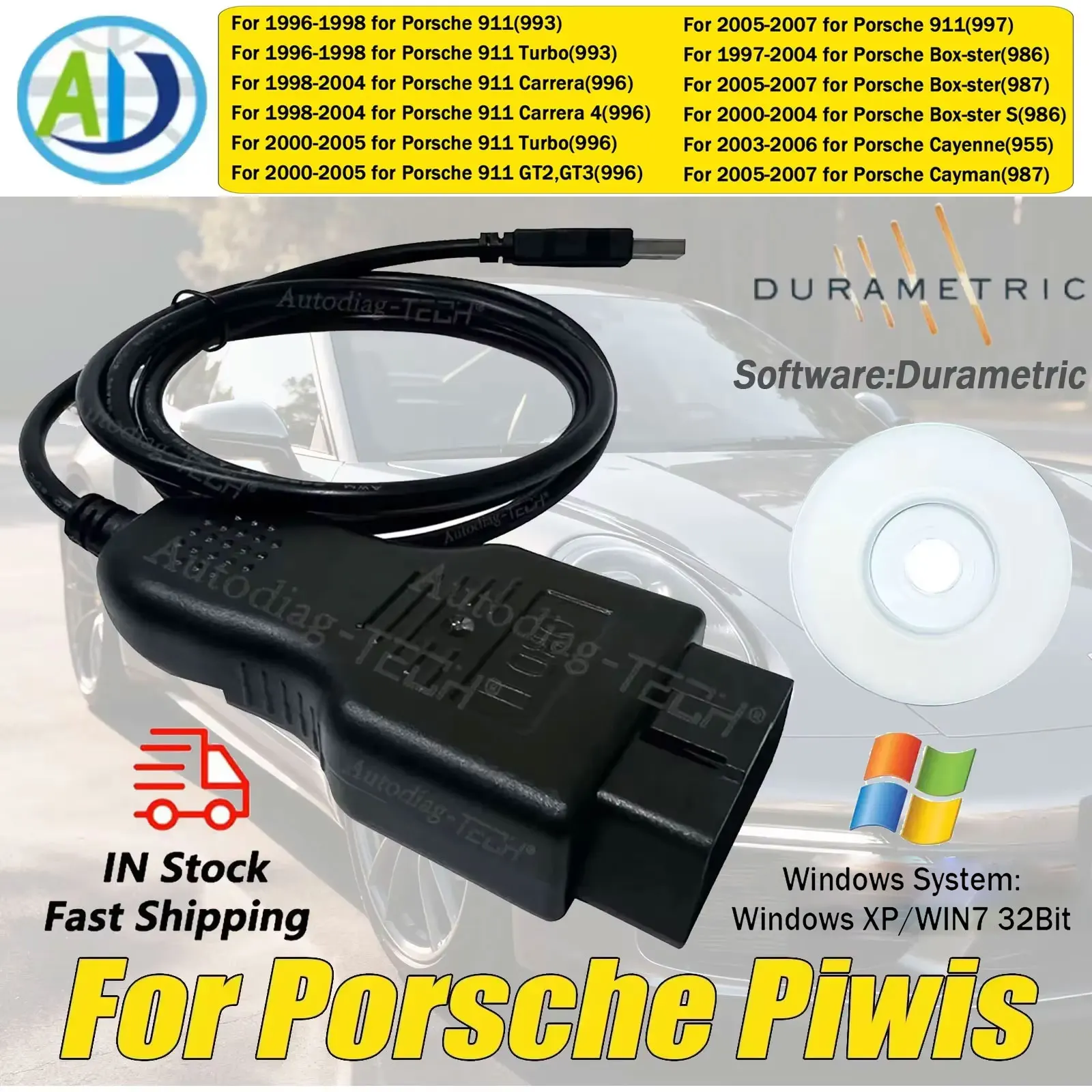 Herramienta de diagnóstico OBD2 para Porsche Piwis con software Durametric, escáner de diagnóstico OBDII para Porsche 911 Turbo/Carrera/GT2