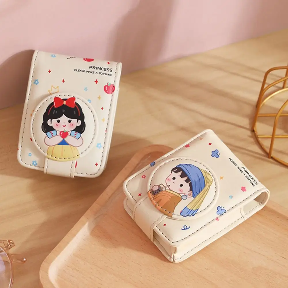 Cute With Mirror Lipstick Bag Cartoon Mini Makeup Bag PU Leather Portable Lipstick Protective Cover